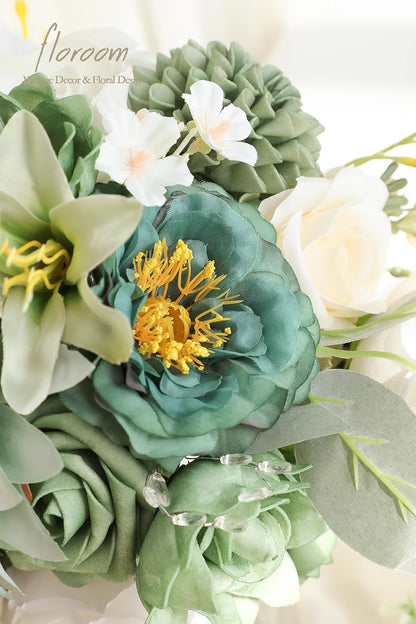 Lavender Violet Lilac Artificial Flowers Fake Roses Peonies Dahlias Greenery Combo Box Set for DIY Purple Wedding Bouquets Bridal Shower Centerpieces Floral Arrangements Party Table Decoration