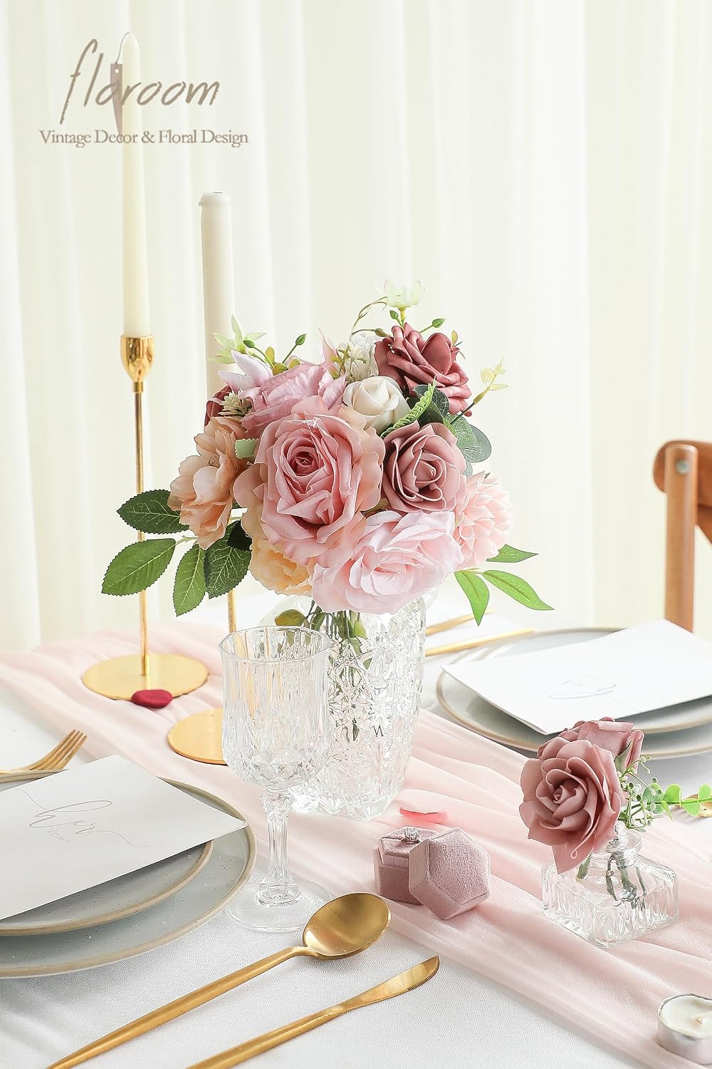 Lavender Violet Lilac Artificial Flowers Fake Roses Peonies Dahlias Greenery Combo Box Set for DIY Purple Wedding Bouquets Bridal Shower Centerpieces Floral Arrangements Party Table Decoration