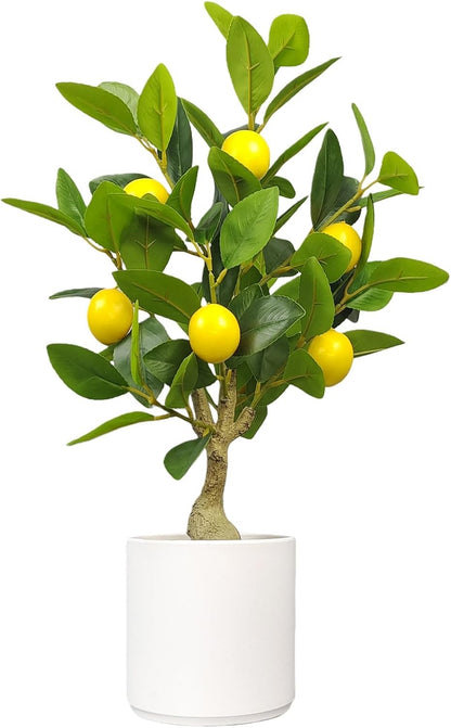 Artificial Lemon Tree 20.5 Inches Tall, Fake Potted Citrus Plant