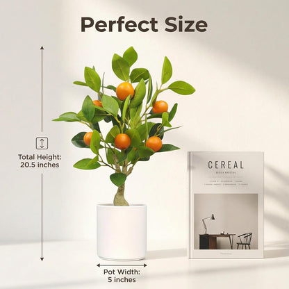 Artificial Lemon Tree 20.5 Inches Tall, Fake Potted Citrus Plant