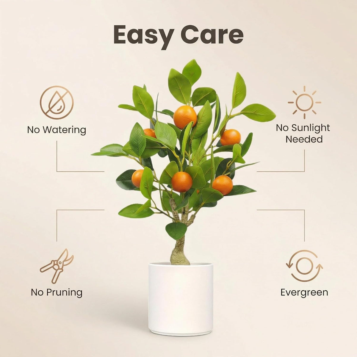 Artificial Lemon Tree 20.5 Inches Tall, Fake Potted Citrus Plant