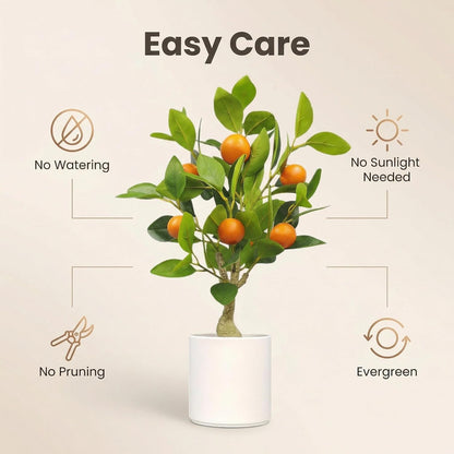 Artificial Lemon Tree 20.5 Inches Tall, Fake Potted Citrus Plant