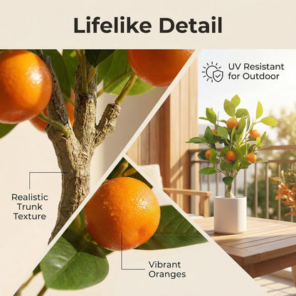 Artificial Lemon Tree 20.5 Inches Tall, Fake Potted Citrus Plant