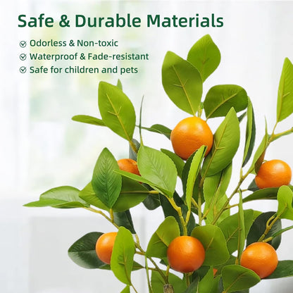 Artificial Lemon Tree 20.5 Inches Tall, Fake Potted Citrus Plant