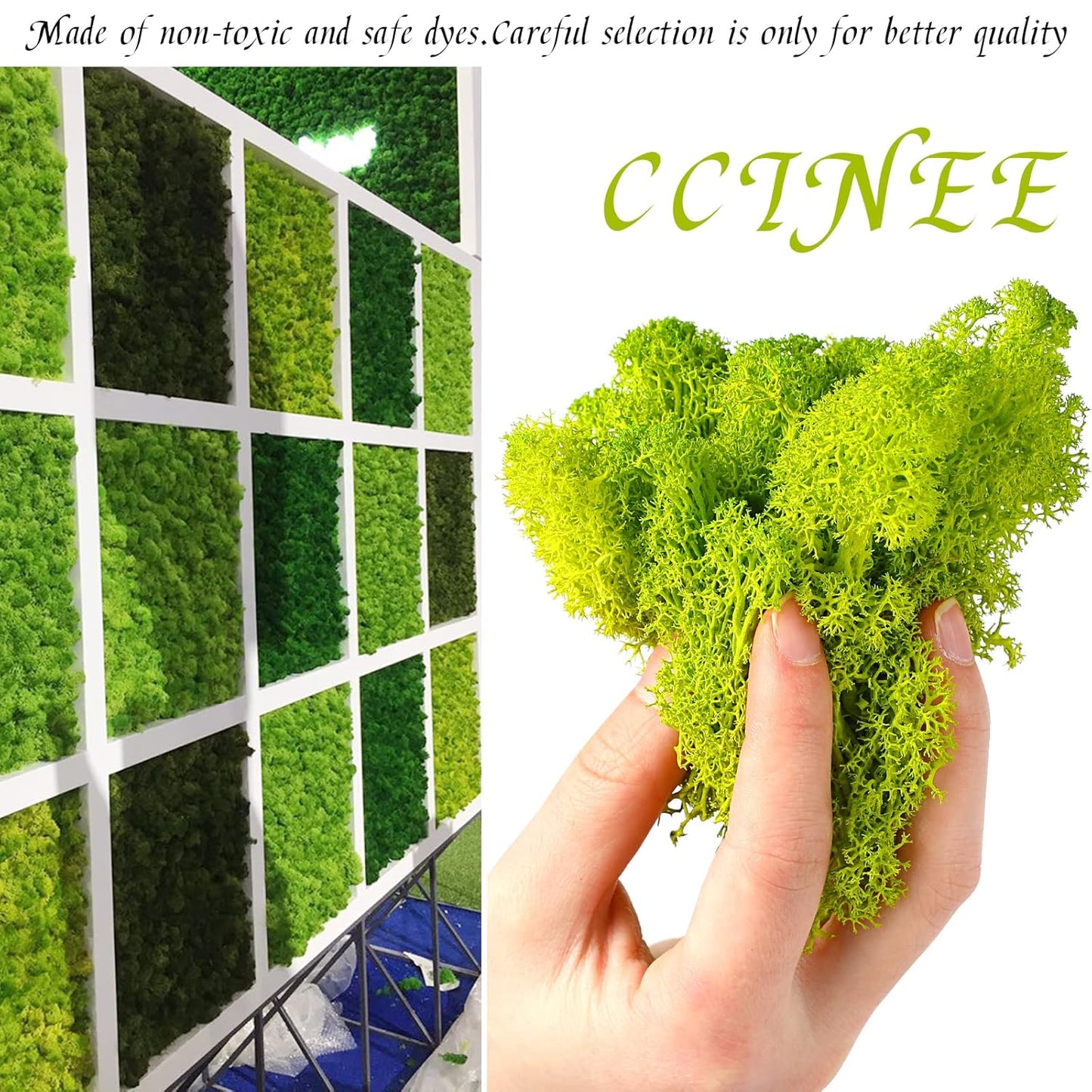 Moss Preserved, 4 OZ Fake Reindeer Moss for Potted Plants for Craft Arts Floral Wall Decor Wedding Centerpieces Fairy Garden Artificial Terrariums Decoration for Christmas(Black)