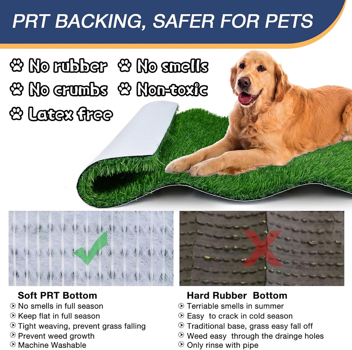 GLOBREEN Dogs Grass Pee Pad for Puppy Potty Training, Pet Friendly Artificial Grass Turf Mat Outdoor Indoor Use, High Drainage, 39.3" x 31.5"