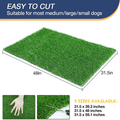 GLOBREEN Dogs Grass Pee Pad for Puppy Potty Training, Pet Friendly Artificial Grass Turf Mat Outdoor Indoor Use, High Drainage, 39.3" x 31.5"