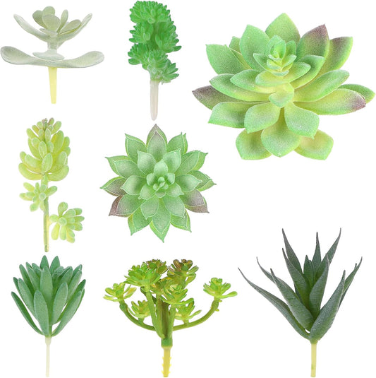 8 Pack Unpotted Artificial Succulents, Mini Fake Succulent Plants Small Cactus Echeveria Faux Greenery Bulk for DIY Terrarium Garden Wedding Home Decor