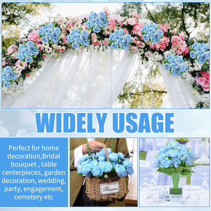 8 Pack Pink, Purple Peonies Artificial Flowers | Fake Silk Hydrangea Bouquet for Bridal Wedding Home Table Decor Reusable Dining Opening Ceremony Birthday Arrangement