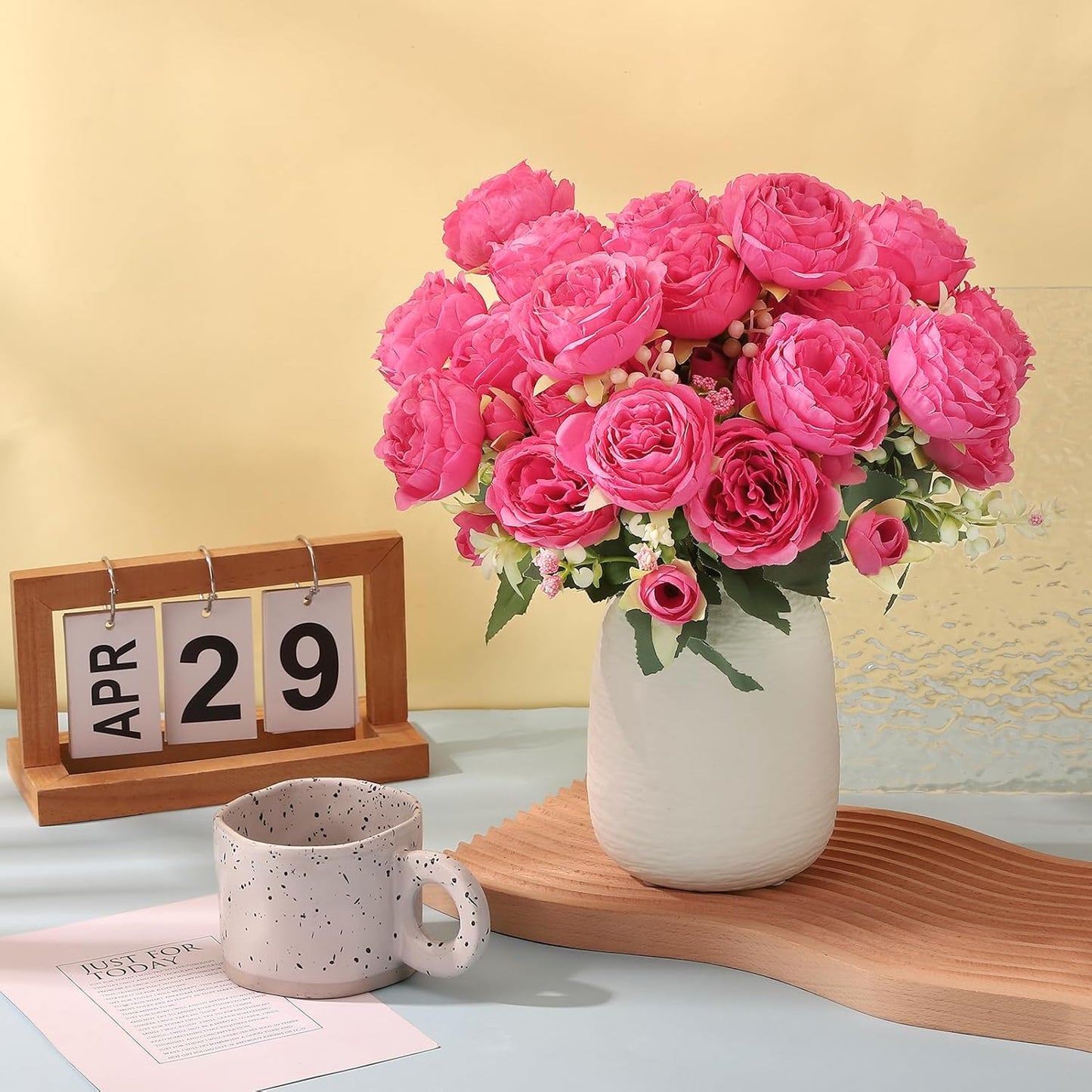 8 Pack Pink, Purple Peonies Artificial Flowers | Fake Silk Hydrangea Bouquet for Bridal Wedding Home Table Decor Reusable Dining Opening Ceremony Birthday Arrangement