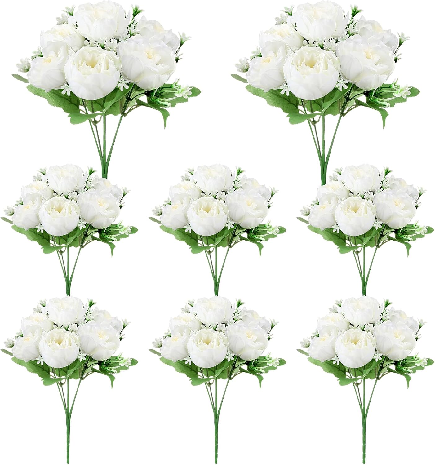 8 Pack Pink, Purple Peonies Artificial Flowers | Fake Silk Hydrangea Bouquet for Bridal Wedding Home Table Decor Reusable Dining Opening Ceremony Birthday Arrangement