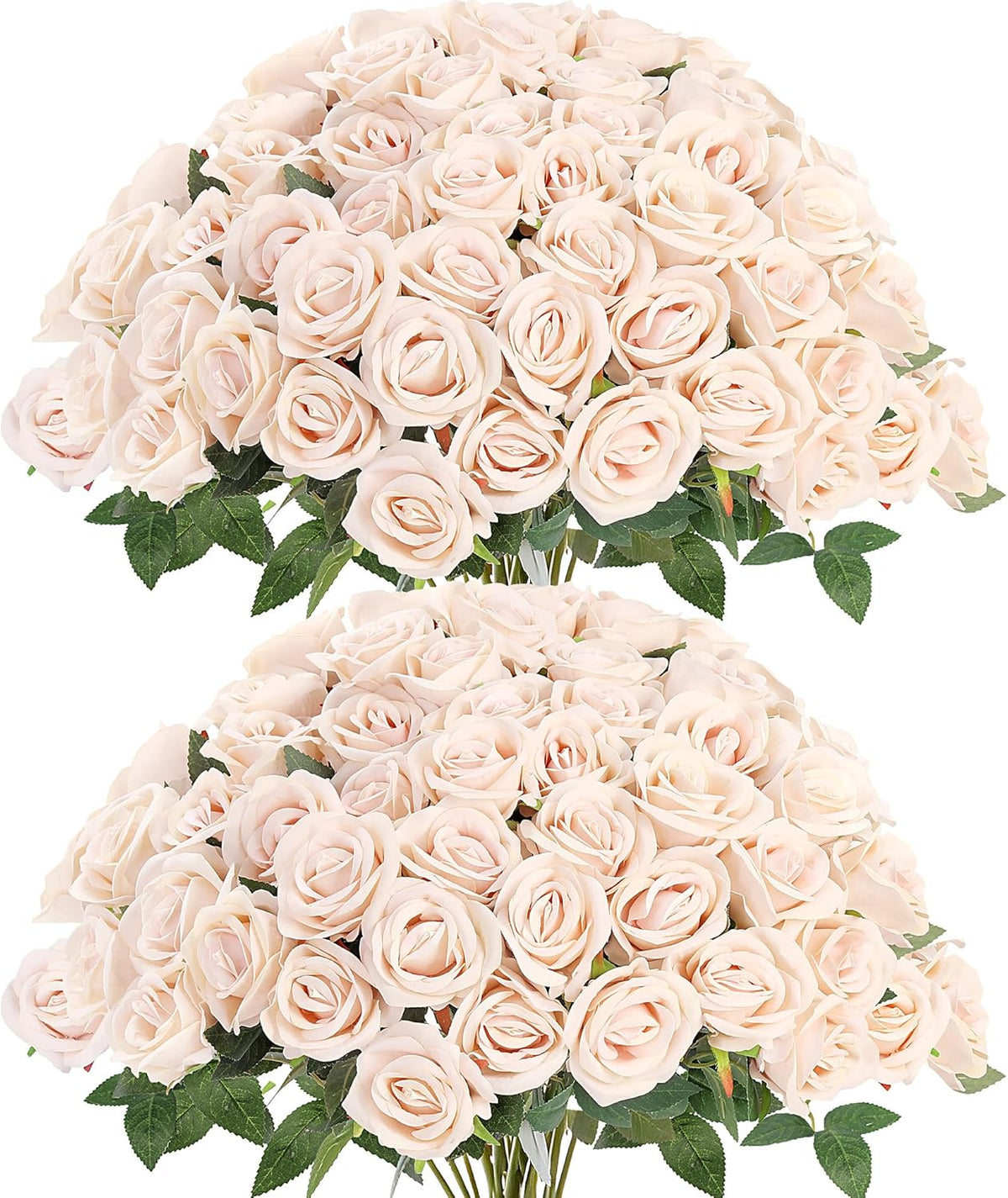 50 Pcs Artificial Roses Red Flowers Fake Velvet Silk Roses with Stems Bulk Realistic Faux Flowers for Bridal Bouquets Wedding Centerpieces Valentines Day DIY Home Party Decor (Red)