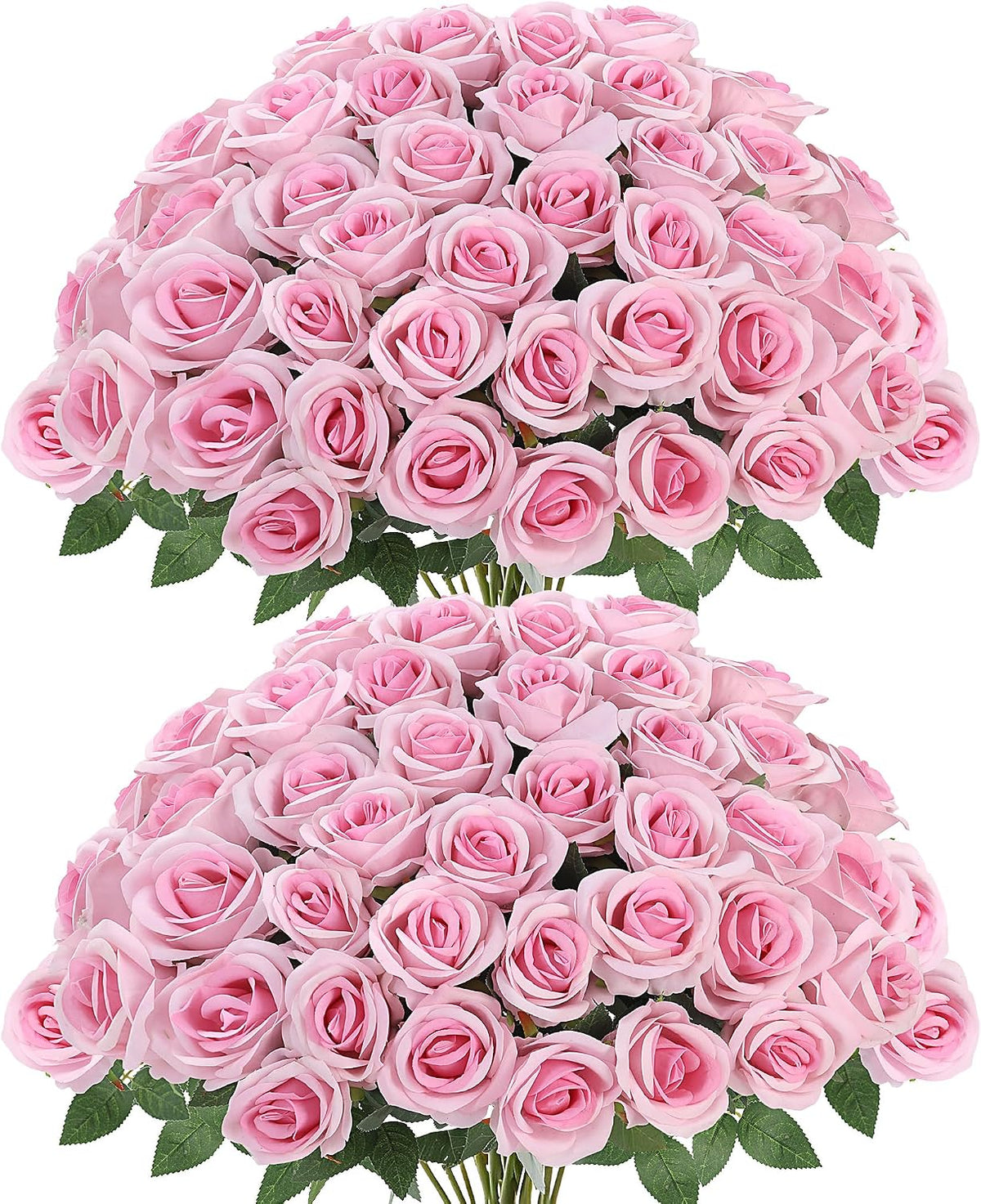 50 Pcs Artificial Roses Red Flowers Fake Velvet Silk Roses with Stems Bulk Realistic Faux Flowers for Bridal Bouquets Wedding Centerpieces Valentines Day DIY Home Party Decor (Red)