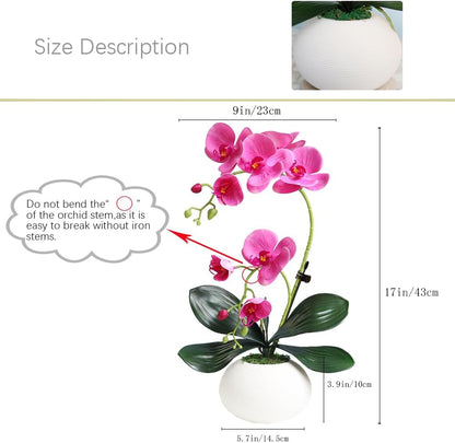 Artificial Potted Orchid Flower for Table Centerpieces,Real Touch White Fake Orchid Flowers in Vase for Home Decoration (Style 2,Black Vase)