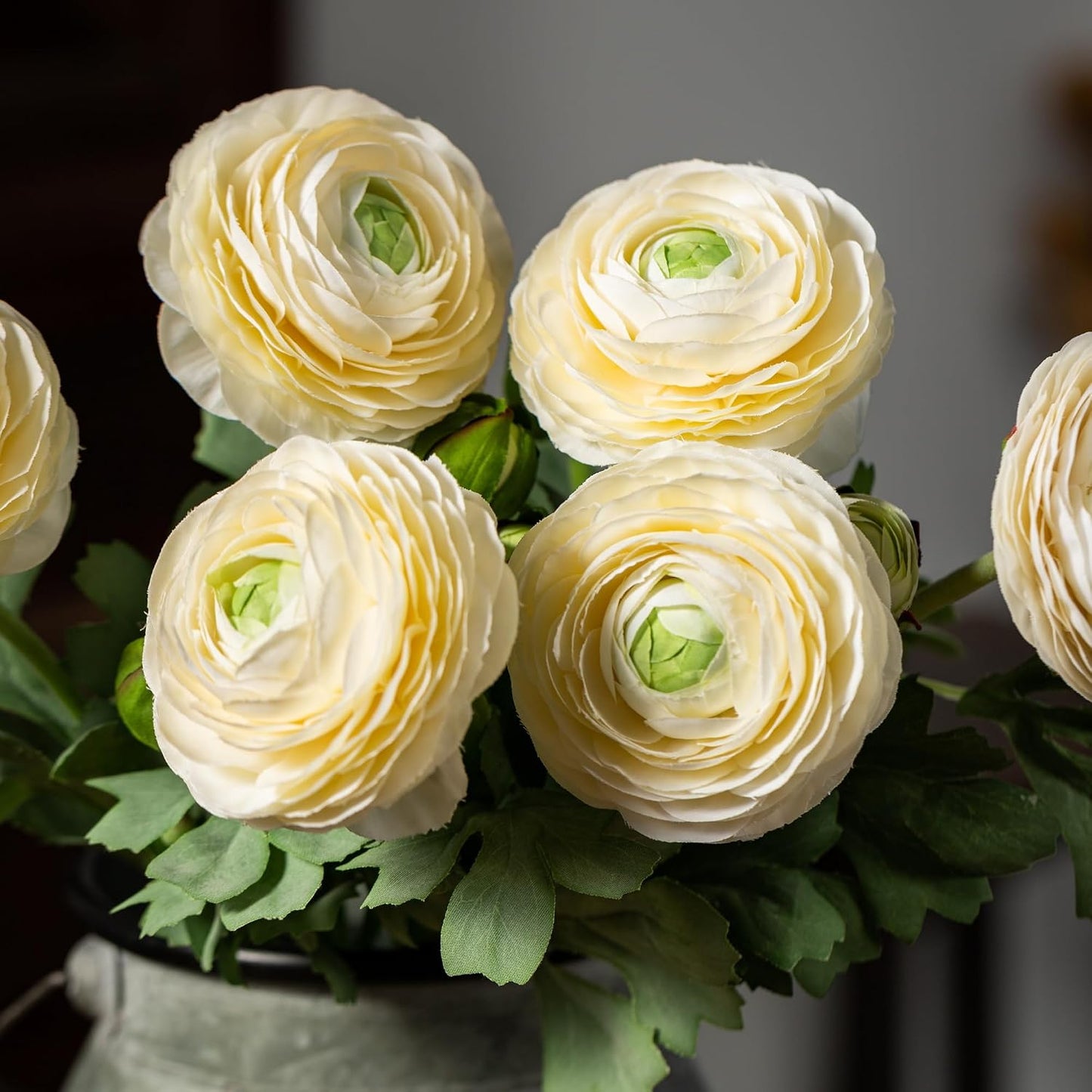 Artificial Ranunculus Flowers with Real Touch Stem, Silk Ranunculus Flowers (Orange, 6pcs)