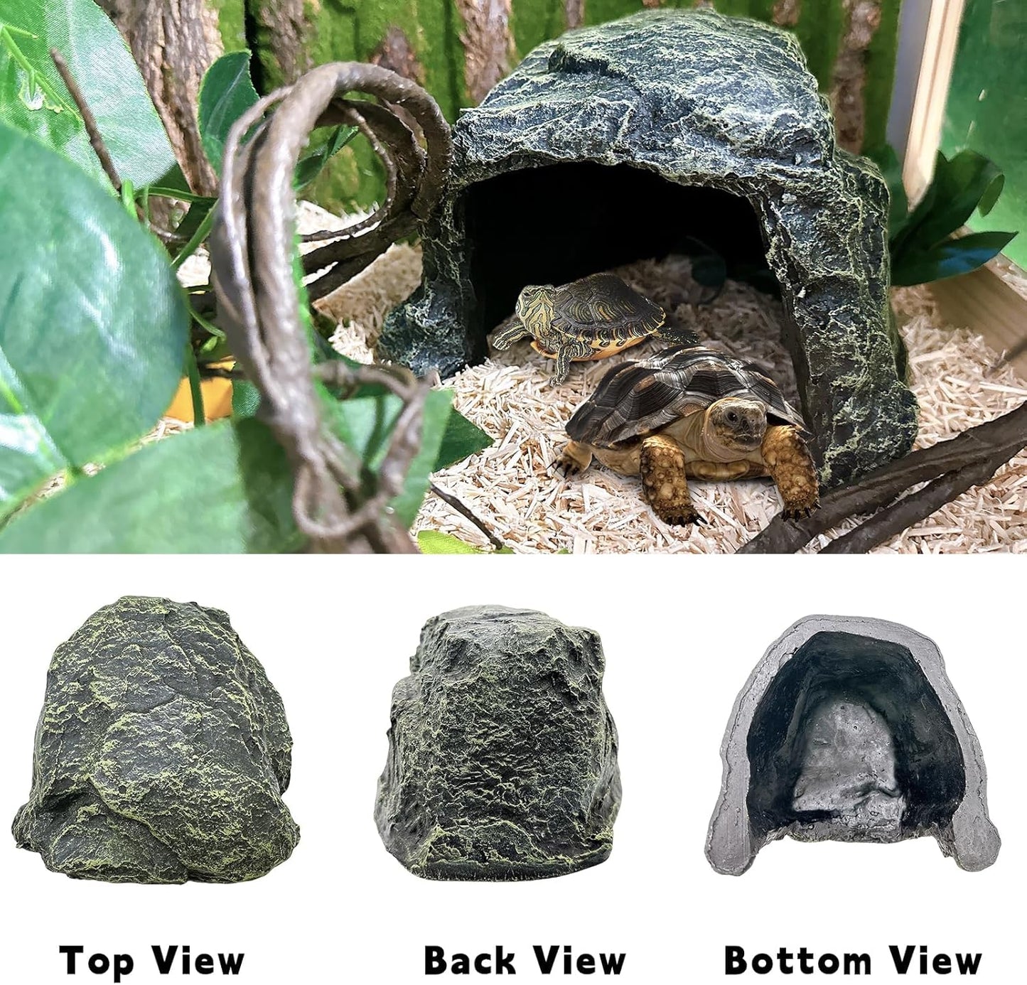 Reptile Hideout,Tortoise Hide Cave,Resin Rock,Bearded Dragon Hideaway,Turtle Basking Platform,Reptiles Habitat Decor Tank Accessories for Lizards Gecko Snakes Chameleon Frogs