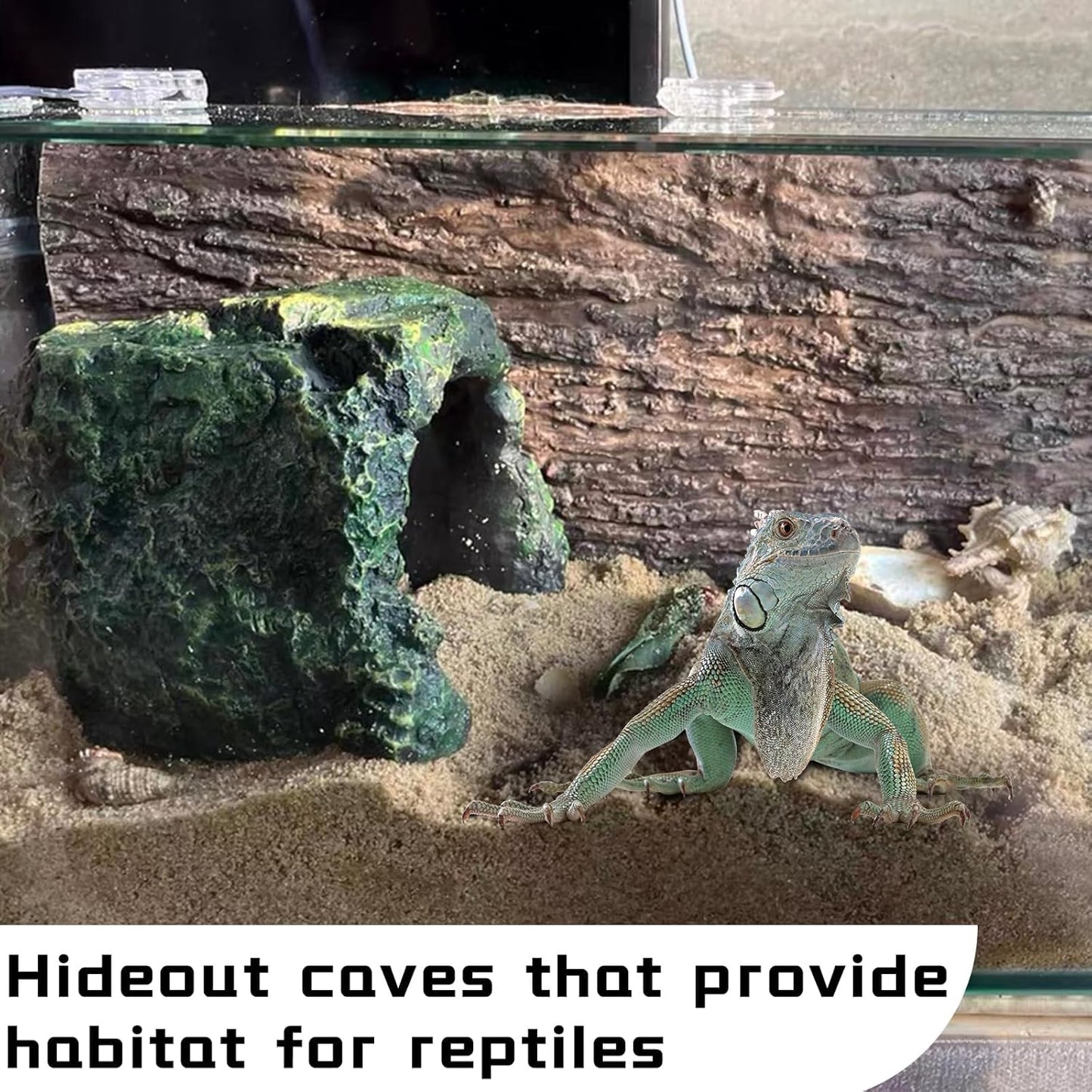 Reptile Hideout,Tortoise Hide Cave,Resin Rock,Bearded Dragon Hideaway,Turtle Basking Platform,Reptiles Habitat Decor Tank Accessories for Lizards Gecko Snakes Chameleon Frogs