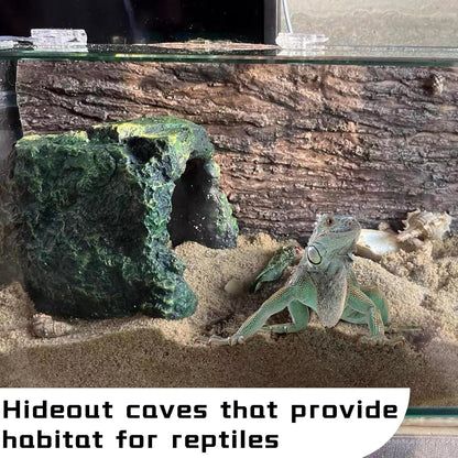Reptile Hideout,Tortoise Hide Cave,Resin Rock,Bearded Dragon Hideaway,Turtle Basking Platform,Reptiles Habitat Decor Tank Accessories for Lizards Gecko Snakes Chameleon Frogs