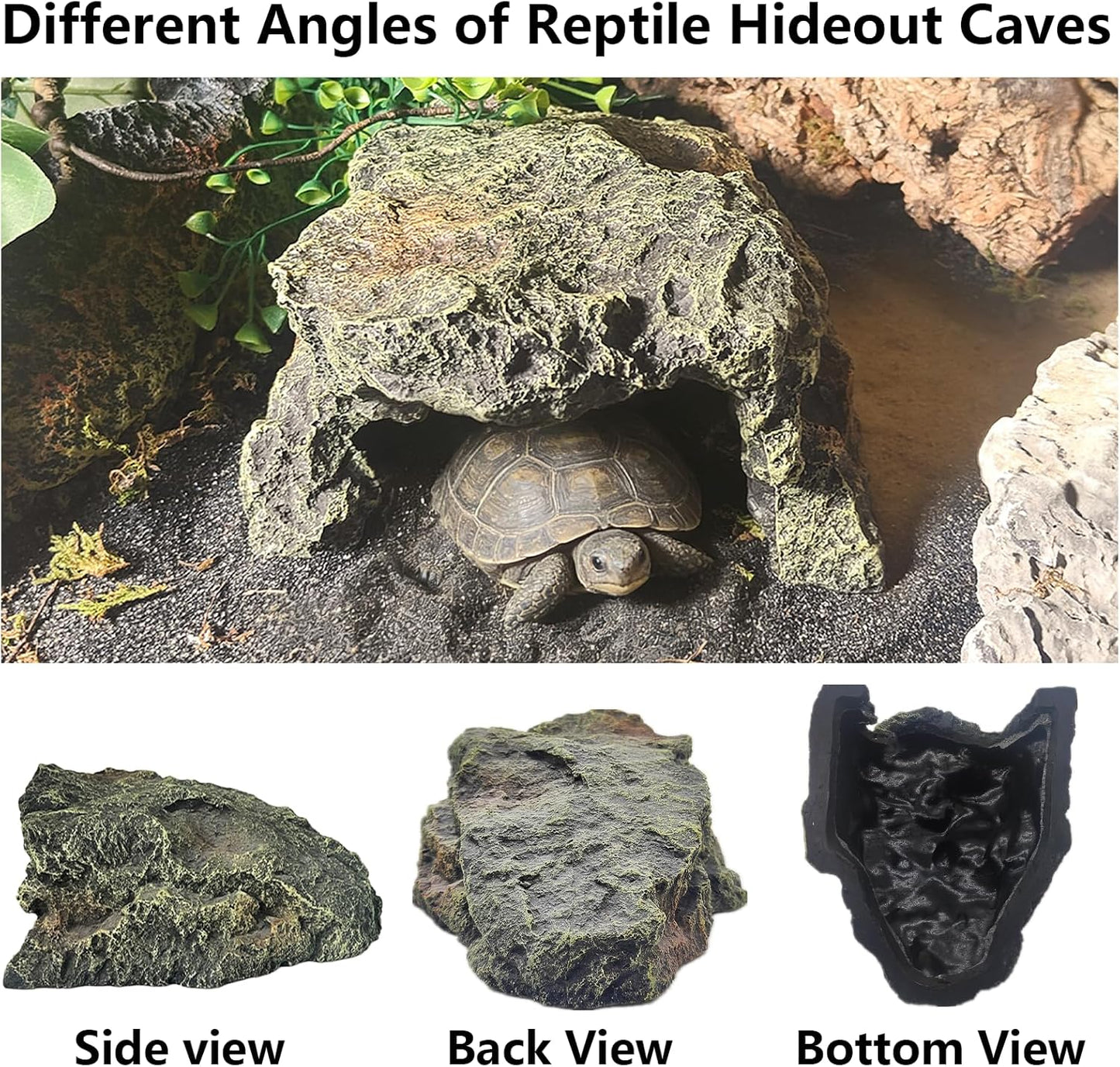 Reptile Hideout,Tortoise Hide Cave,Resin Rock,Bearded Dragon Hideaway,Turtle Basking Platform,Reptiles Habitat Decor Tank Accessories for Lizards Gecko Snakes Chameleon Frogs