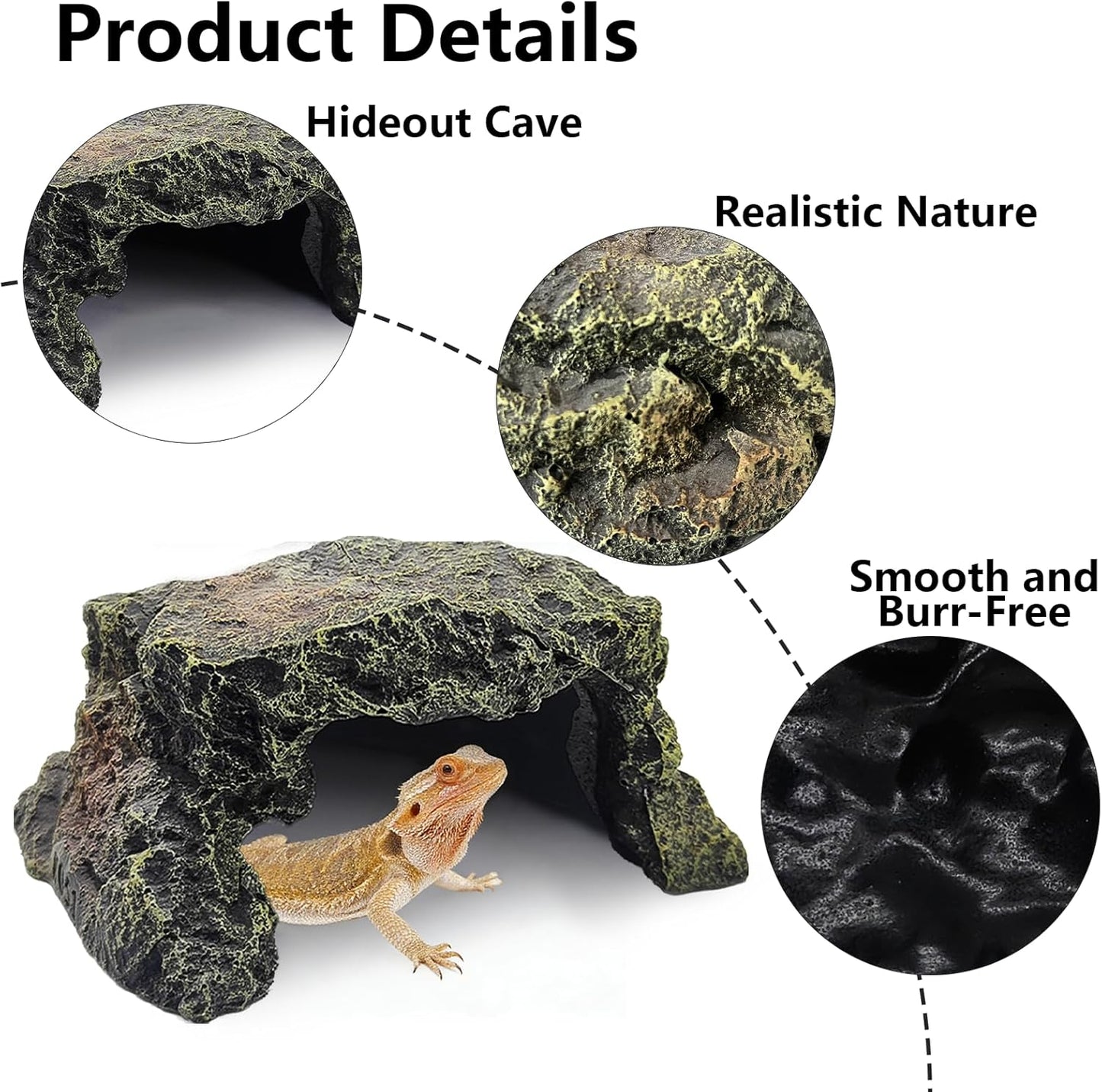 Reptile Hideout,Tortoise Hide Cave,Resin Rock,Bearded Dragon Hideaway,Turtle Basking Platform,Reptiles Habitat Decor Tank Accessories for Lizards Gecko Snakes Chameleon Frogs