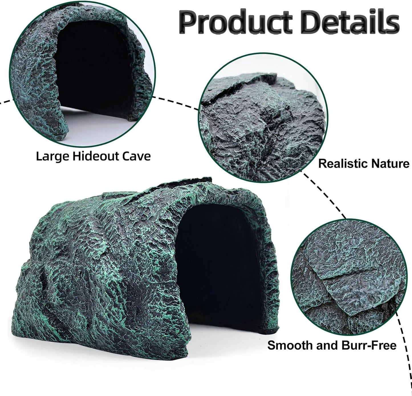 Reptile Hideout,Tortoise Hide Cave,Resin Rock,Bearded Dragon Hideaway,Turtle Basking Platform,Reptiles Habitat Decor Tank Accessories for Lizards Gecko Snakes Chameleon Frogs
