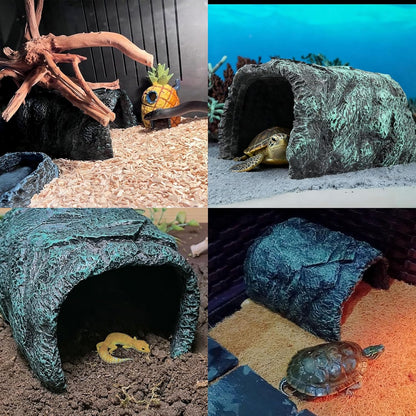 Reptile Hideout,Tortoise Hide Cave,Resin Rock,Bearded Dragon Hideaway,Turtle Basking Platform,Reptiles Habitat Decor Tank Accessories for Lizards Gecko Snakes Chameleon Frogs