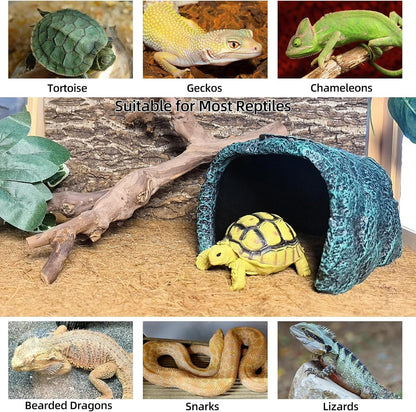 Reptile Hideout,Tortoise Hide Cave,Resin Rock,Bearded Dragon Hideaway,Turtle Basking Platform,Reptiles Habitat Decor Tank Accessories for Lizards Gecko Snakes Chameleon Frogs
