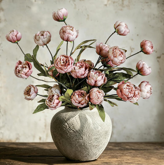 6Pcs Viral Peony Artificial Flowers for Vase，27in Real Touch Fake Flowers Branches with Flexible Wired Stems for Home Decor DIY Bouquet Centerpieces Wedding Shower Fillers Arrangements,Dusty