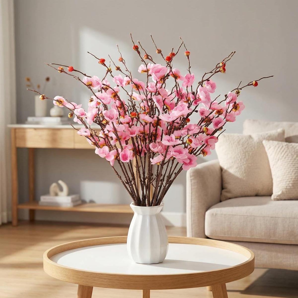 20pcs Red Cherry Blossom Branches 22" Cherry Blossom Decor