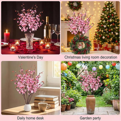 20pcs Red Cherry Blossom Branches 22" Cherry Blossom Decor