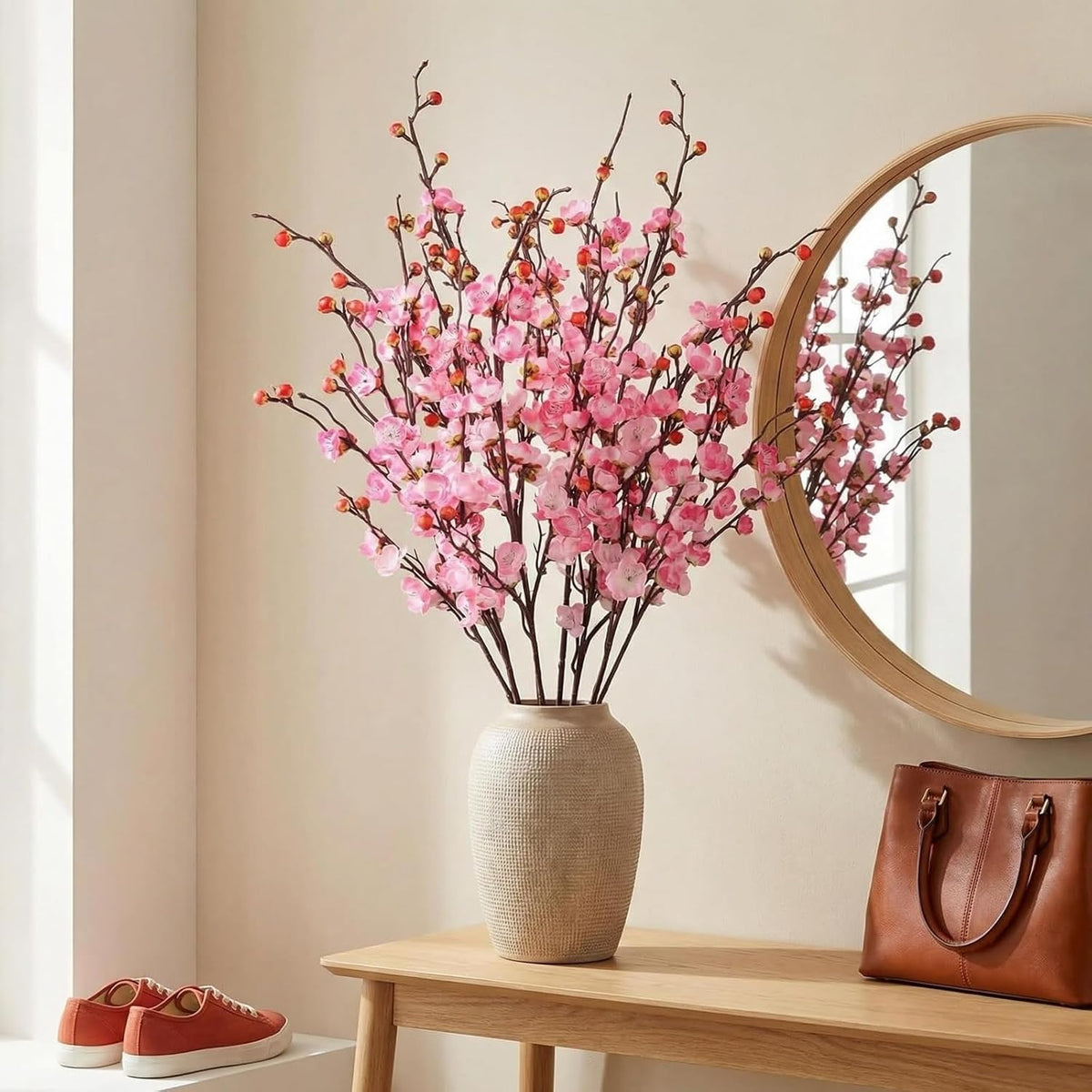 20pcs Red Cherry Blossom Branches 22" Cherry Blossom Decor