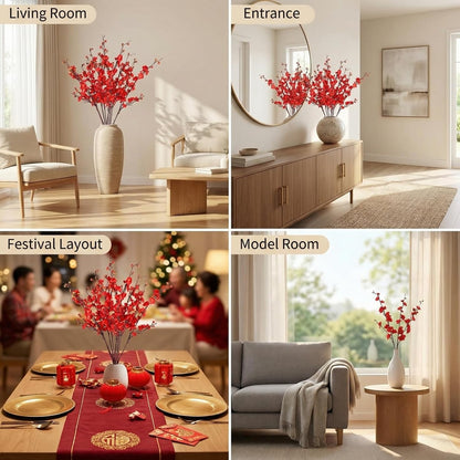 20pcs Red Cherry Blossom Branches 22" Cherry Blossom Decor