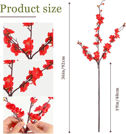 20pcs Red Cherry Blossom Branches 22" Cherry Blossom Decor