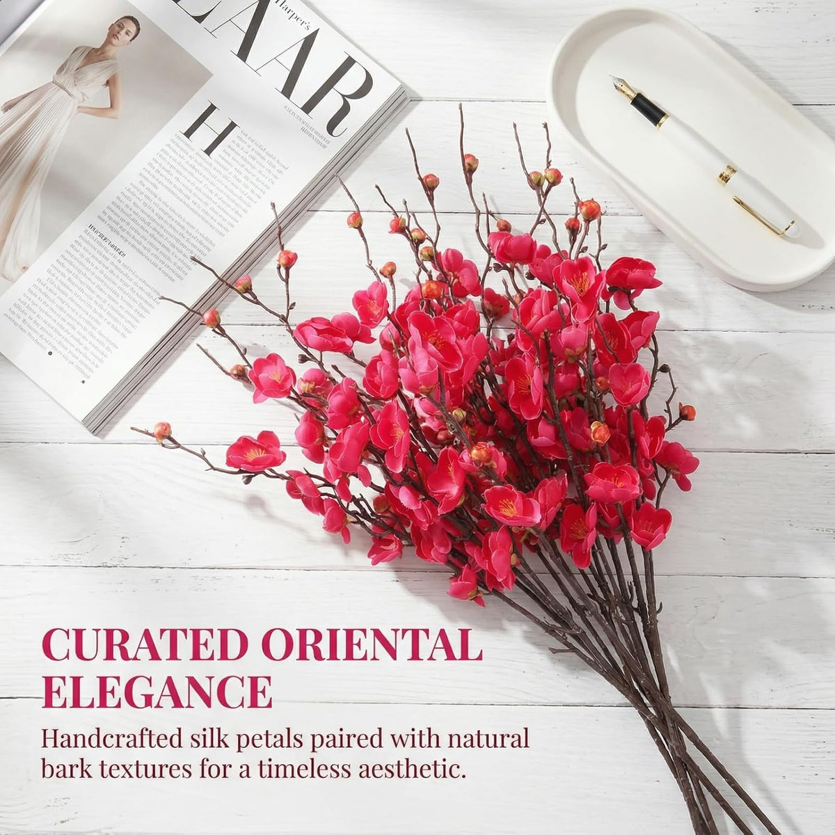 20pcs Red Cherry Blossom Branches 22" Cherry Blossom Decor