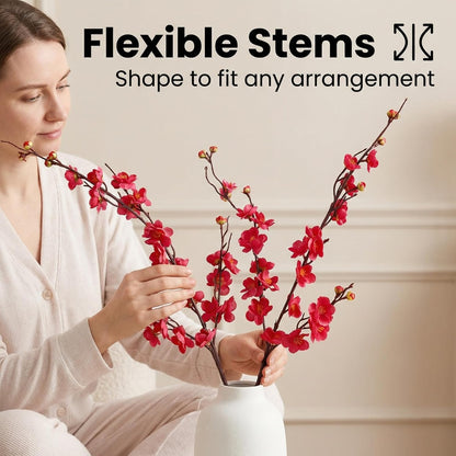 20pcs Red Cherry Blossom Branches 22" Cherry Blossom Decor