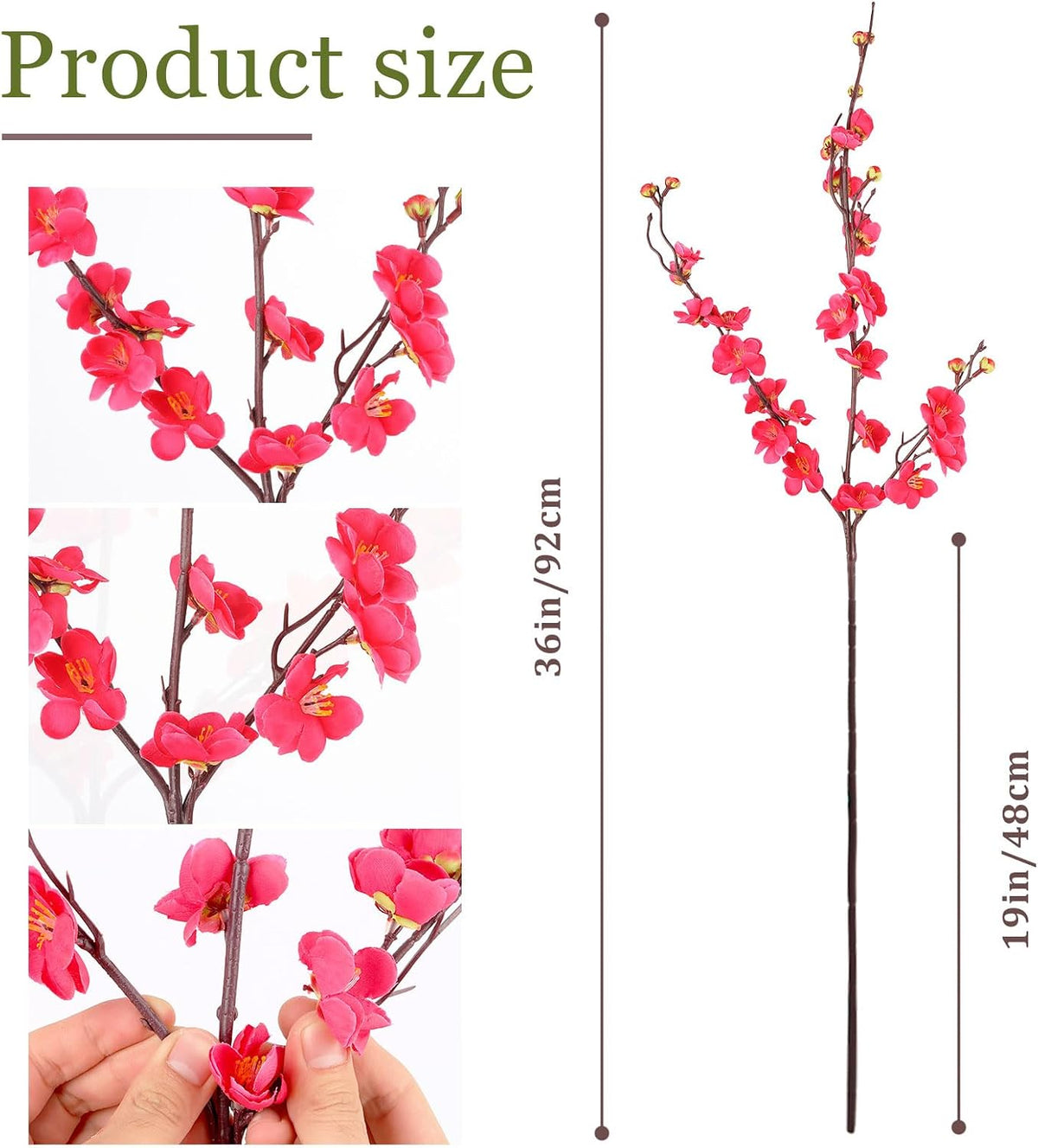 20pcs Red Cherry Blossom Branches 22" Cherry Blossom Decor