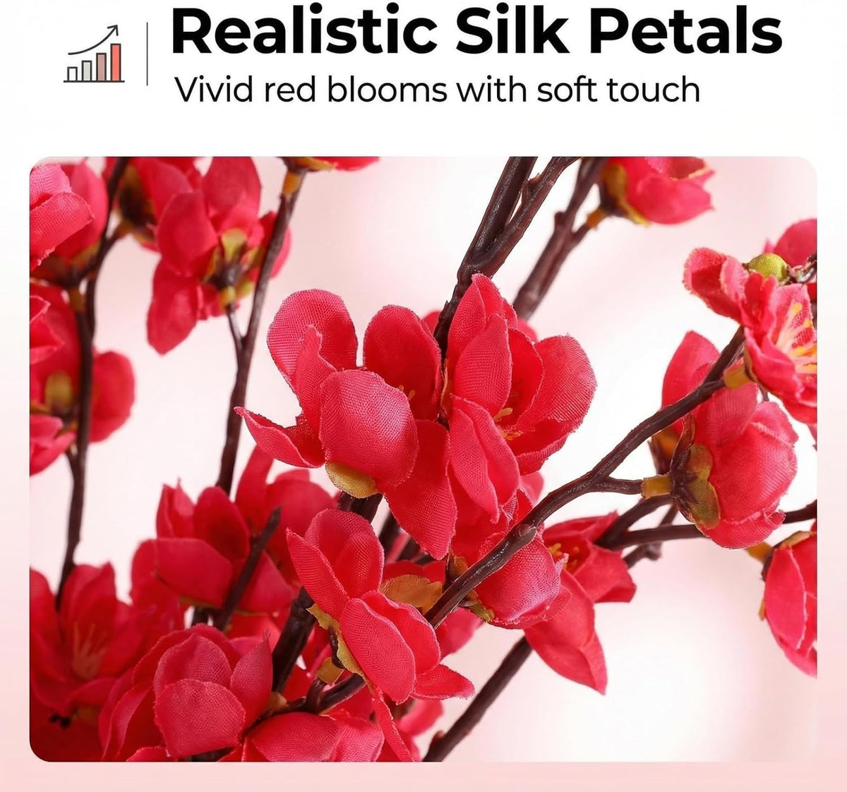 20pcs Red Cherry Blossom Branches 22" Cherry Blossom Decor