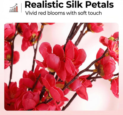 20pcs Red Cherry Blossom Branches 22" Cherry Blossom Decor