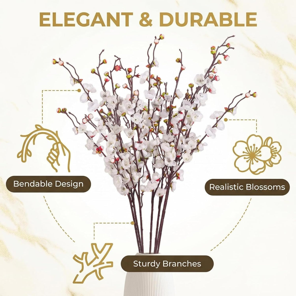 20pcs Red Cherry Blossom Branches 22" Cherry Blossom Decor