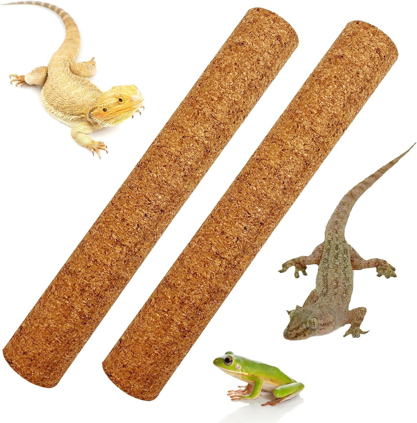 Cork Branch for Reptiles Climbing Branches 2 Pack Natural Tree Frog Cork Wood Stick Crested Geckos Habitat Decor for Snake Lizard Bearded Dragon Chameleon Terrarium 12 Inches