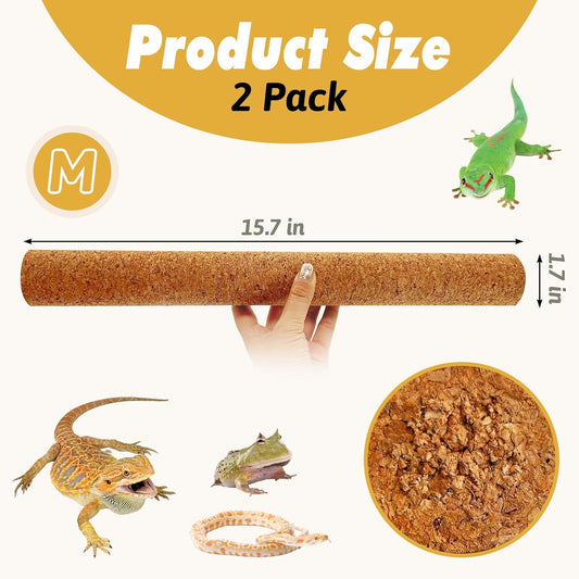 Cork Branch for Reptiles Climbing Branches 2 Pack Natural Tree Frog Cork Wood Stick Crested Geckos Habitat Decor for Snake Lizard Bearded Dragon Chameleon Terrarium 12 Inches