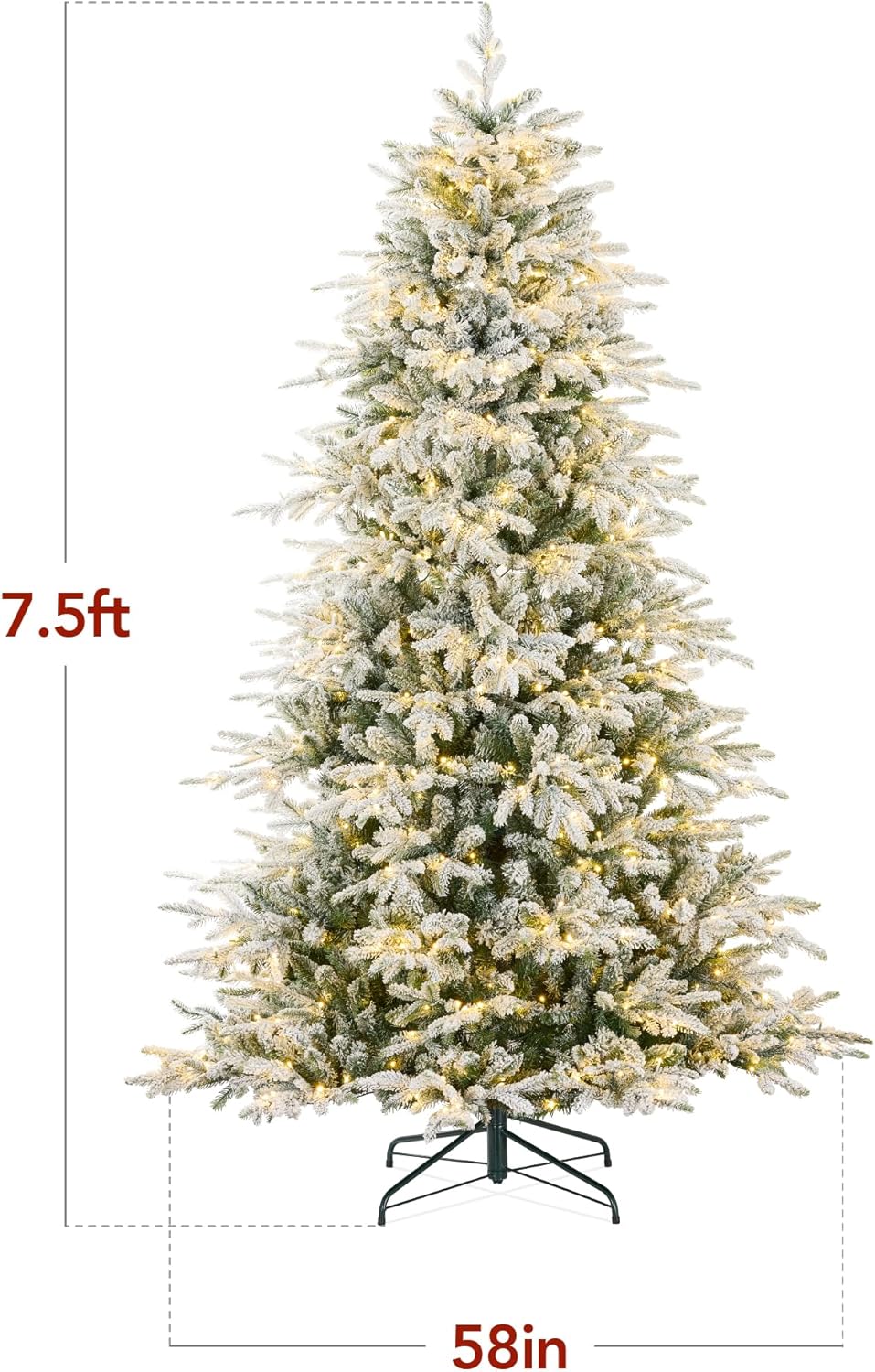 Full Aspen Christmas Tree, 6ft Pre-lit Realistic Noble Fir w/ 450 Glowing Micro LED Lights, 2-in-1 White & Multicolor