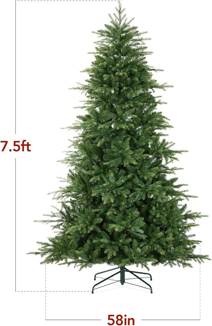 Full Aspen Christmas Tree, 6ft Pre-lit Realistic Noble Fir w/ 450 Glowing Micro LED Lights, 2-in-1 White & Multicolor