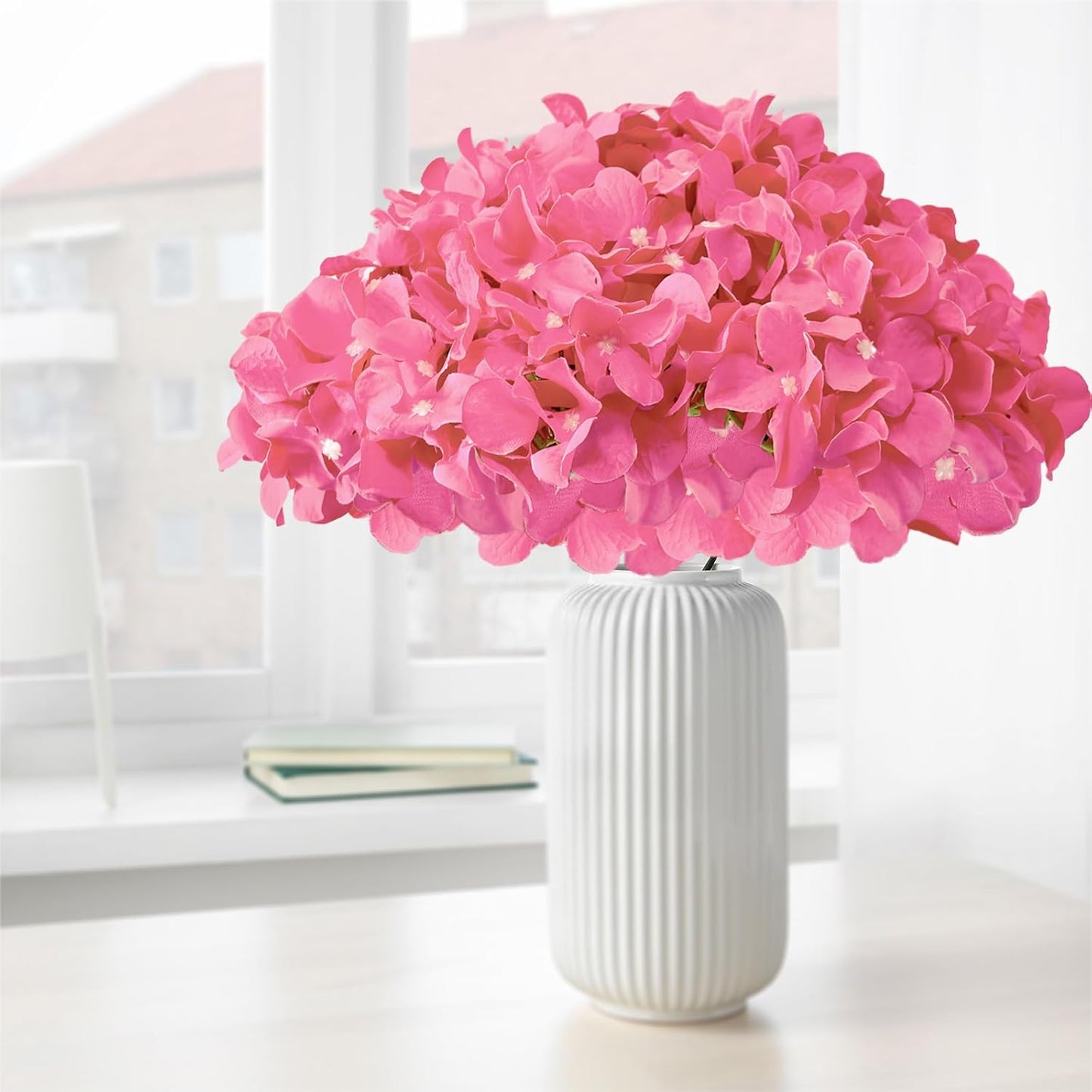 20 Pcs Blue Hydrangea Artificial Flowers Bulk, Faux Hydrangea Flowers Heads, Artificial Fake Silk Hydrangea Flowers with Stems, Blue Flowers Artificial for Decoration Wedding Décor