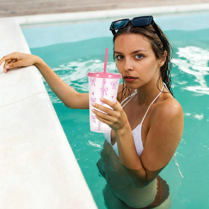 24 oz Reusable Plastic Cups, Custom Cups for Party with Lids and Straws, 12 Pack Iced Coffee Travel Mugs or Mean Girls Party Tumblers, Leak-Proof Coffee Travel Mug (12, Yellow)