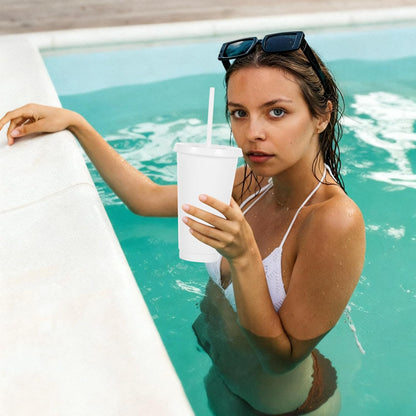 24 oz Reusable Plastic Cups, Custom Cups for Party with Lids and Straws, 12 Pack Iced Coffee Travel Mugs or Mean Girls Party Tumblers, Leak-Proof Coffee Travel Mug (12, Yellow)