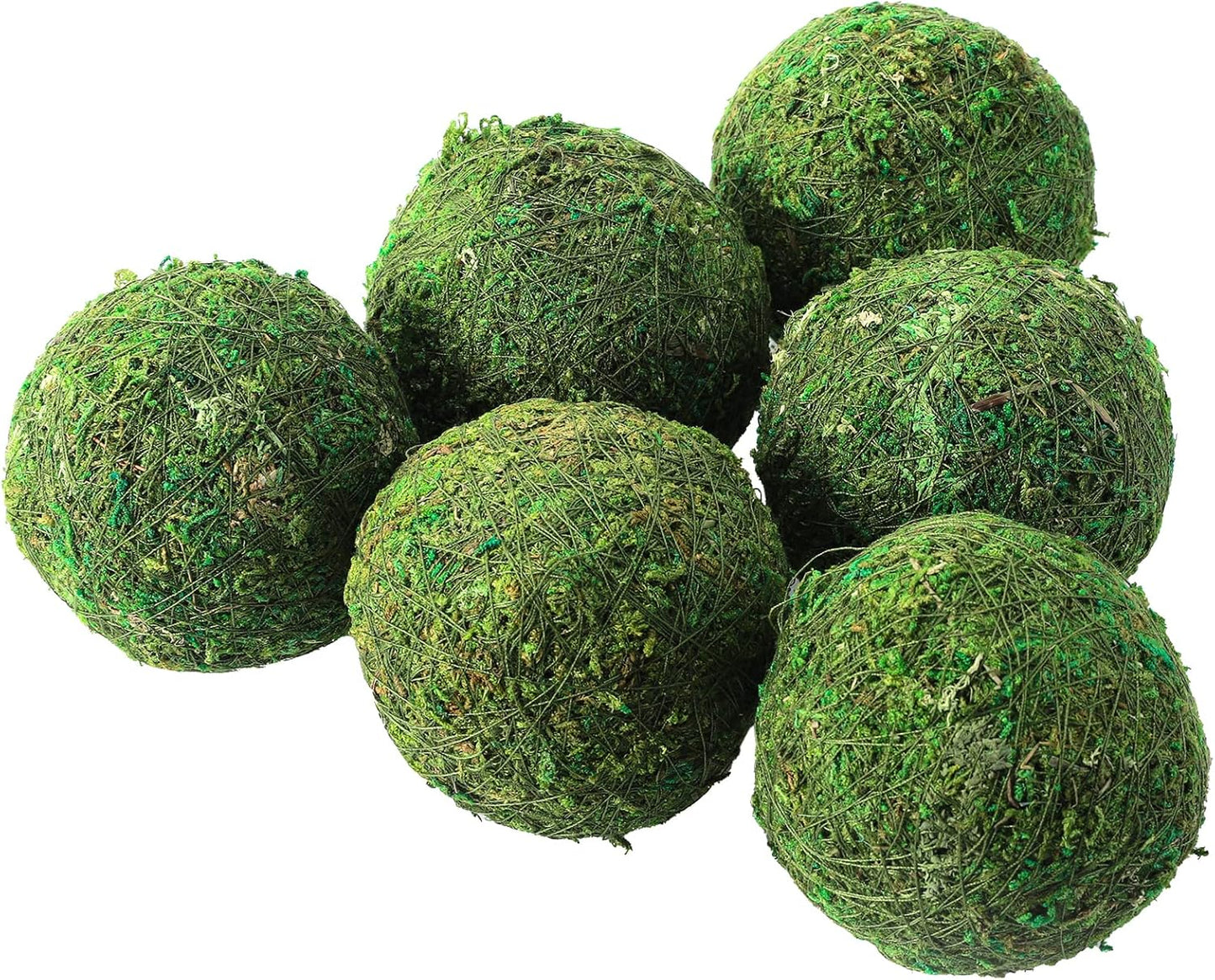 18 Pack Decorative Faux Dried Moss Balls- 6pcs 3.1" Artificial Green Plant Mossy Globes+ 12pcs 2.2" Handmade Sphere Moss Gift for Home Dough Bowl Vase Chinoiserie Decors Party Wedding Display