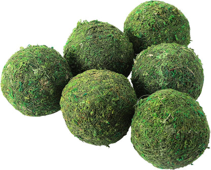 18 Pack Decorative Faux Dried Moss Balls- 6pcs 3.1" Artificial Green Plant Mossy Globes+ 12pcs 2.2" Handmade Sphere Moss Gift for Home Dough Bowl Vase Chinoiserie Decors Party Wedding Display