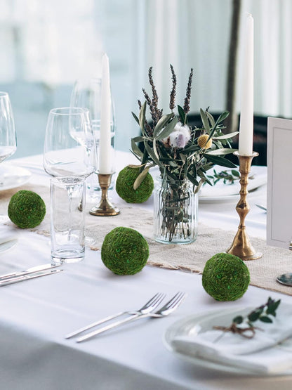 18 Pack Decorative Faux Dried Moss Balls- 6pcs 3.1" Artificial Green Plant Mossy Globes+ 12pcs 2.2" Handmade Sphere Moss Gift for Home Dough Bowl Vase Chinoiserie Decors Party Wedding Display