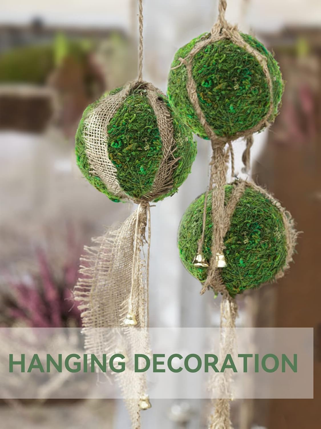 18 Pack Decorative Faux Dried Moss Balls- 6pcs 3.1" Artificial Green Plant Mossy Globes+ 12pcs 2.2" Handmade Sphere Moss Gift for Home Dough Bowl Vase Chinoiserie Decors Party Wedding Display